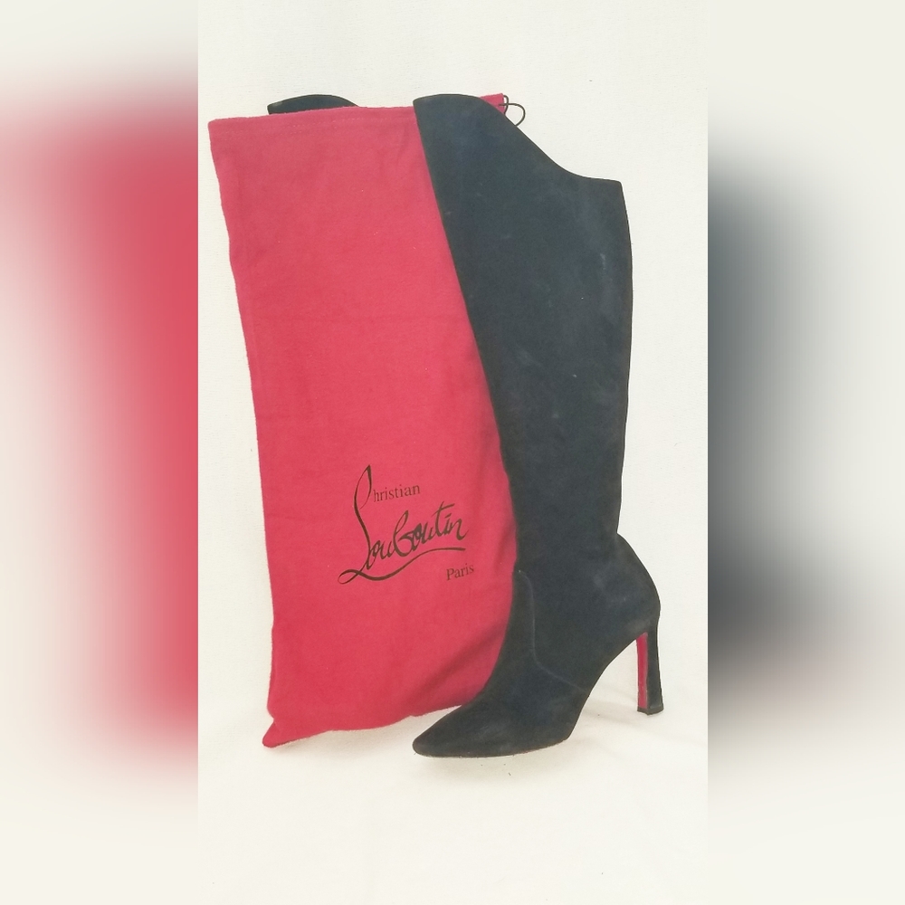 Christian Louboutin, Eleanor, black suede, knee high, heeled boots, 40